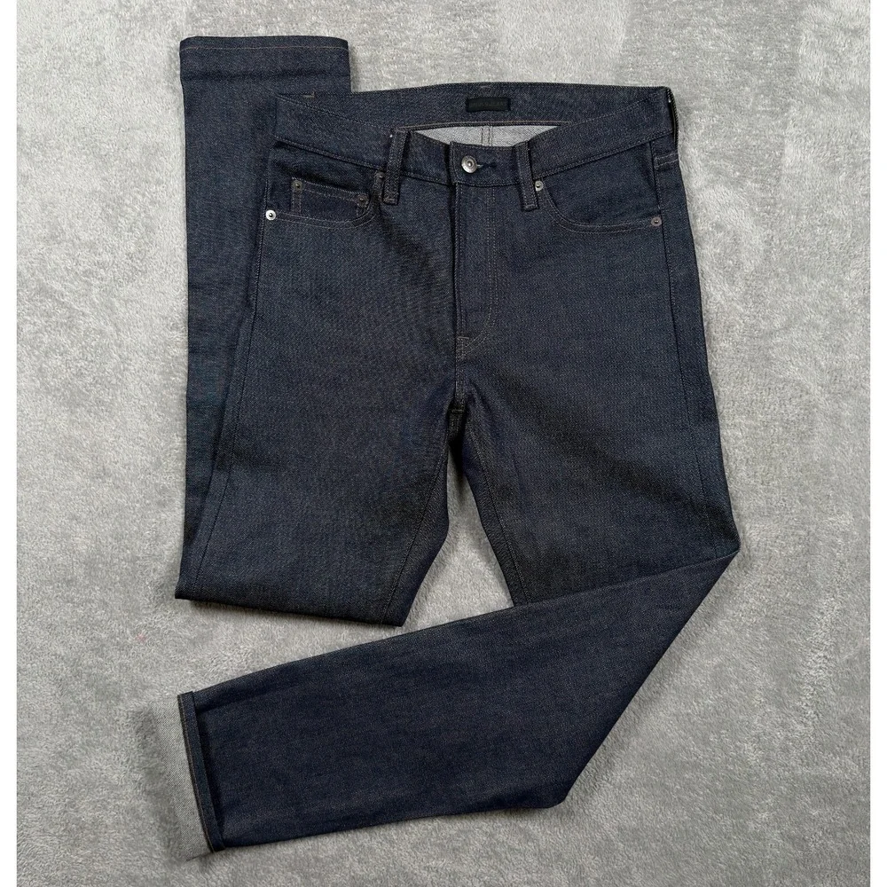 Uniqlo Jeans Mens 29x32 Blue Slim Straight Kaihara Japanese Selvedge Denim